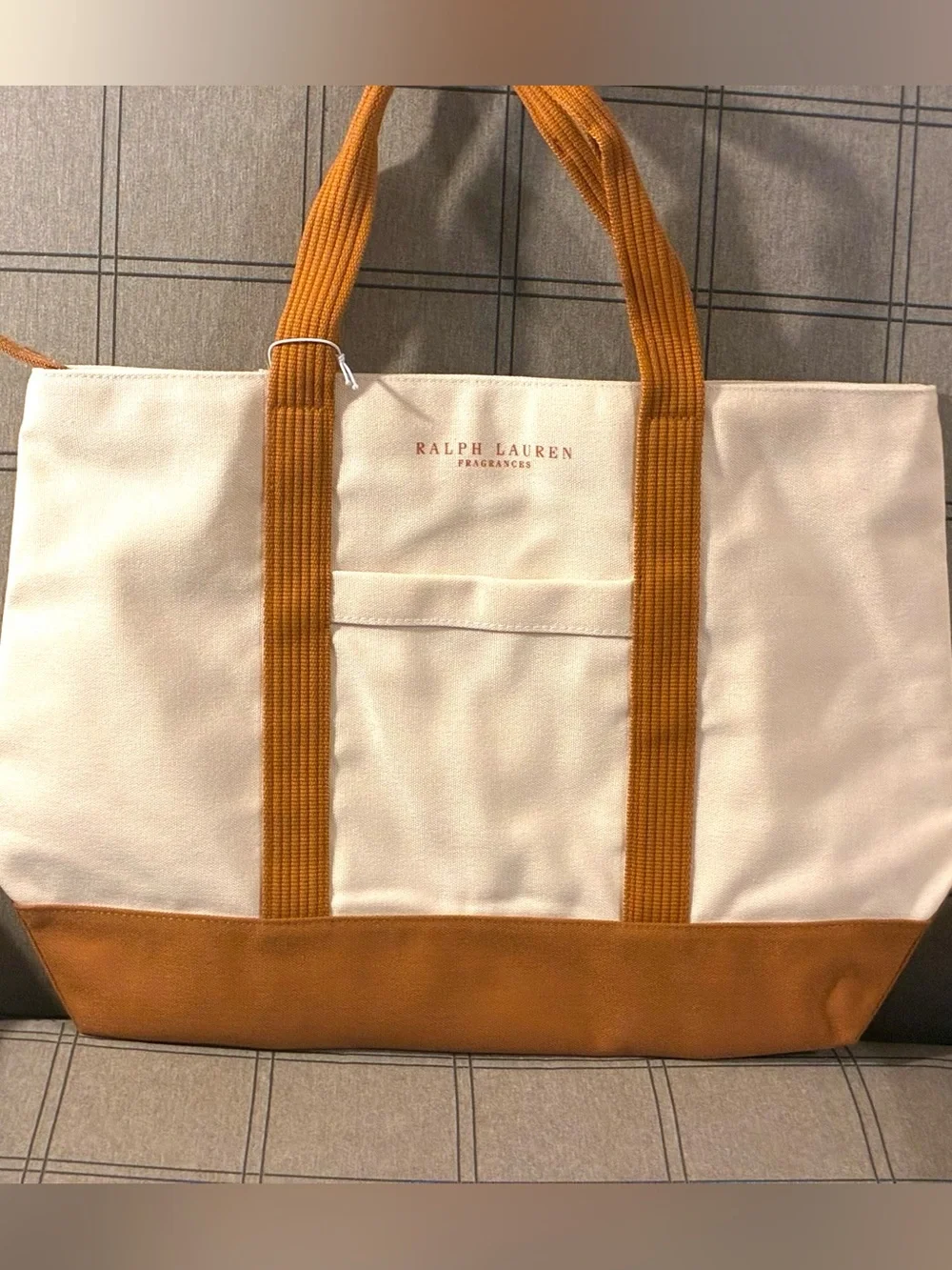 Ralph Lauren FragCream and Brown Canvas Tote
